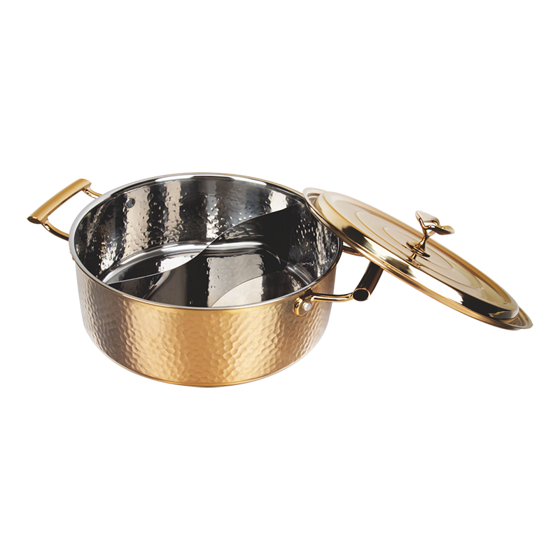 三層鋼鍍金錘印鴛鴦鍋