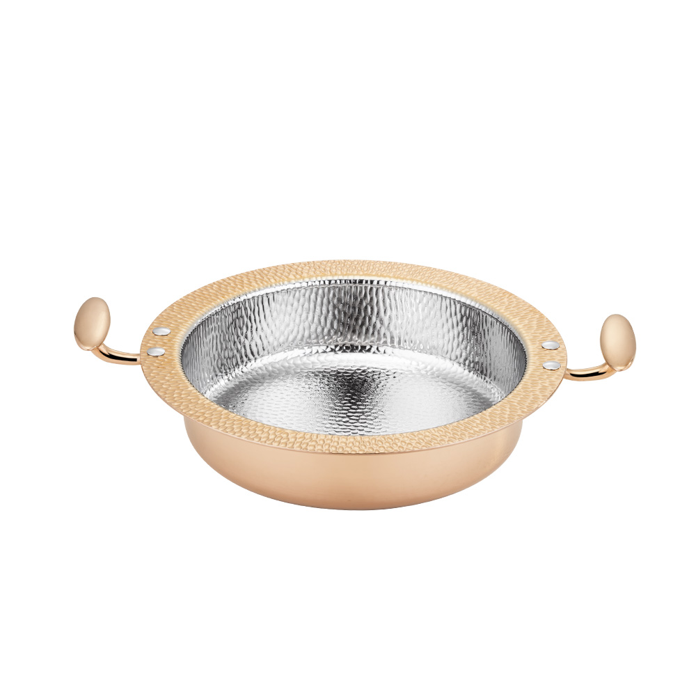三層鋼鍍金內錘印直型干鍋